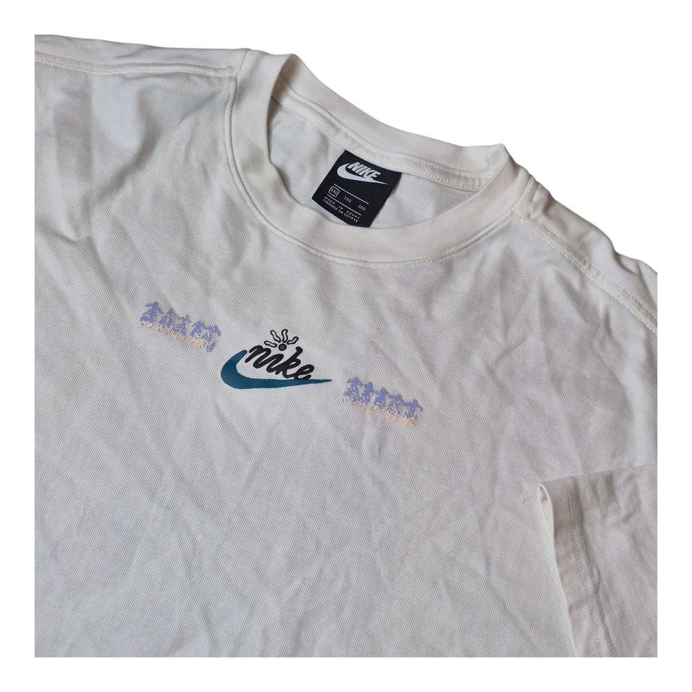Nike Men's 2XL Just Do It Patch Graphic T-Shirt White Cotton Streetwear Logo Tee